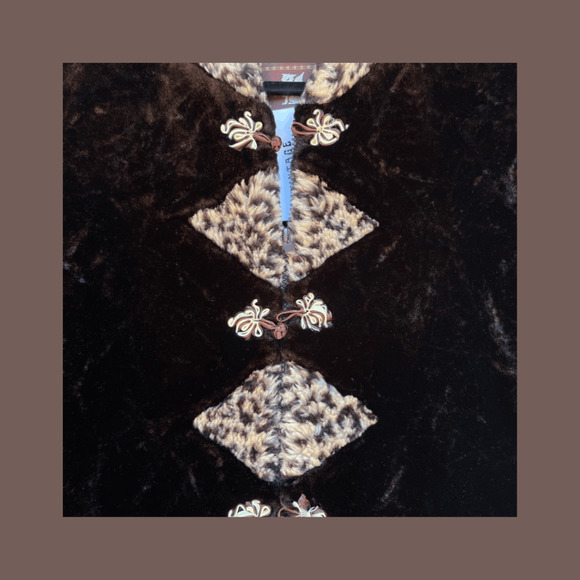 Zhong Yan Faux Fur Vest | Brown Animal Print | Size M | Vintage - Picture 4 of 4